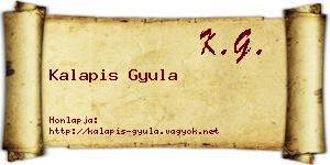Kalapis Gyula névjegykártya